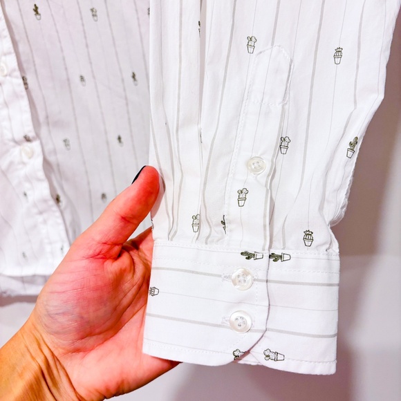 SIMONS White button down shirt with cactus - Picture 5 of 9